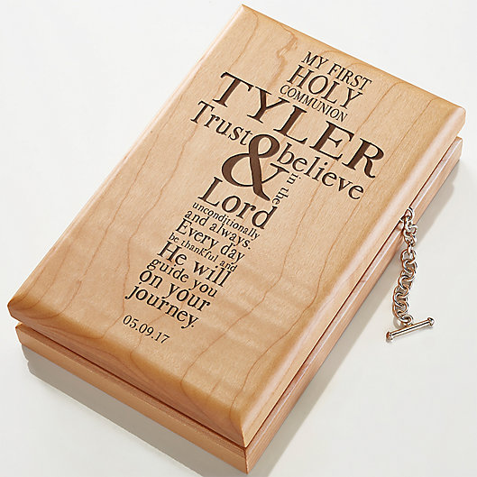 Alternate image 1 for First Communion Engraved Wood Valet Box