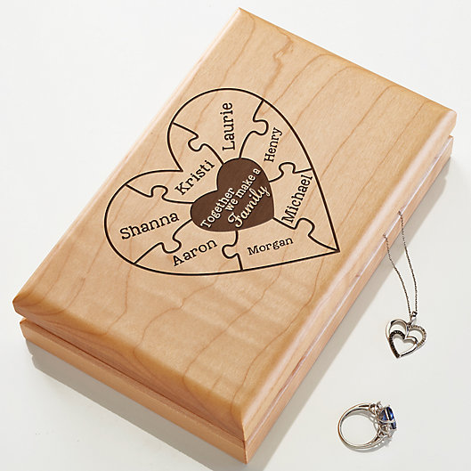 Alternate image 1 for Together We Make a Family Engraved Wood Jewelery Box