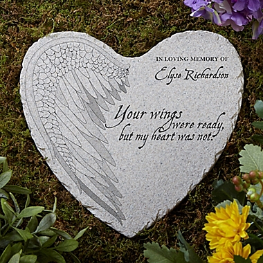 Your Wings Memorial Heart Garden Stone. View a larger version of this product image.