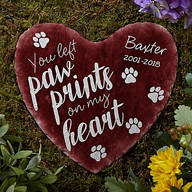 Paw Prints On My Heart Garden Stone. View a larger version of this product image.