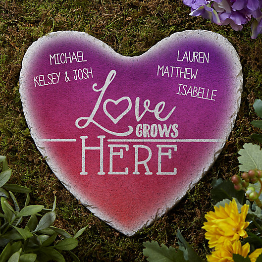 Alternate image 1 for Love Grows Here Heart Garden Stone
