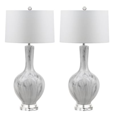 silver and grey table lamps