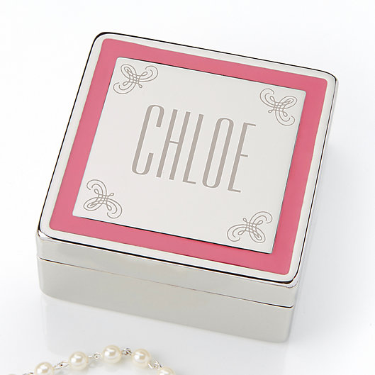 Alternate image 1 for Pretty in Pink Engraved Jewelry Box