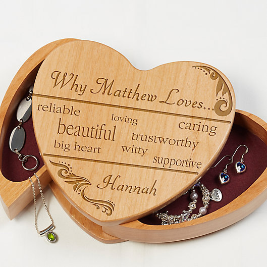 Alternate image 1 for Why I Love You Wooden Heart Jewelry Box