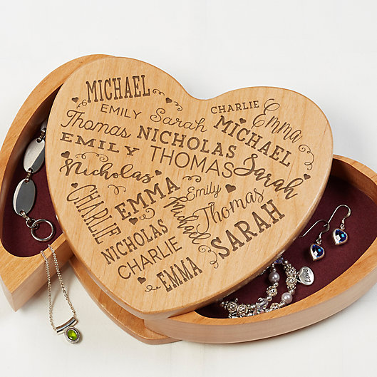 Alternate image 1 for Close To Her Heart Wooden Heart Jewelry Box