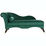 Safavieh Caiden Velvet Chaise with Pillow in Emerald