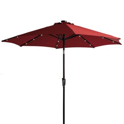 Destination Summer9 Foot Round Solar Patio Umbrella In Salsa Dailymail