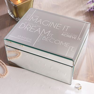 Inspiring Messages Large Engraved Mirrored Jewelry Box