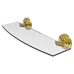 Allied Brass Que New Collection 18-Inch Glass Wall Shelf in Polished Brass