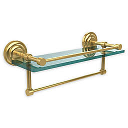 Allied Brass Que New Collection 16-Inch Glass Gallery Shelf in Polished Brass