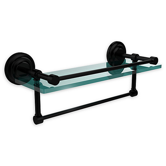 Alternate image 1 for Allied Brass Que New Collection 16-Inch Glass Gallery Shelf in Matte Black