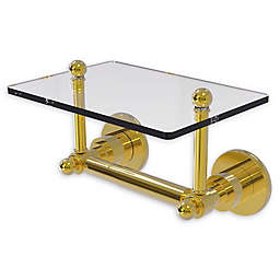 Allied Brass Astor Place Toilet Paper Holder with Glass Shelf in Polished Brass