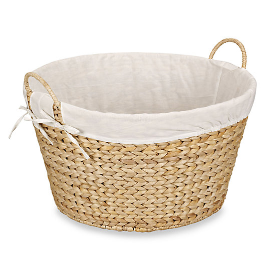 Alternate image 1 for Household Essentials™ Round Banana Leaf Laundry Basket in Natural