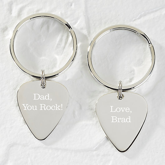 Alternate image 1 for You Rock. Silver Guitar Pick Keychain