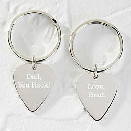 You Rock. Silver Guitar Pick Keychain