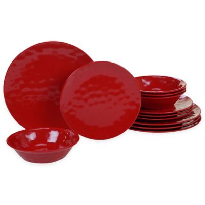 Certified International 12-Piece Melamine Dinnerware Set in Red