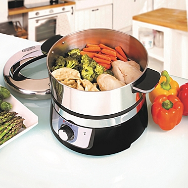Euro Cuisine&reg; 3.2-Liter Stainless Steel Electric Food Steamer. View a larger version of this product image.