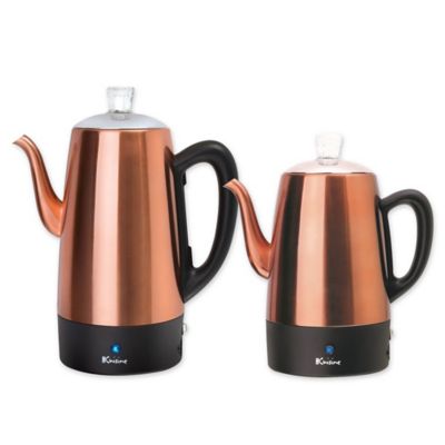 Coffee Percolator Copper Electric 12-Cup Stainless Steel Cool-Touch Handle 