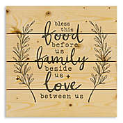 Designs Direct Bless this Food, Family and Love 14-Inch Square Pallet Wood Art