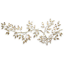 Stratton Home Decor Flowing Leaves 60-Inch x 19.88-Inch Wall Sculpture in Brushed Gold
