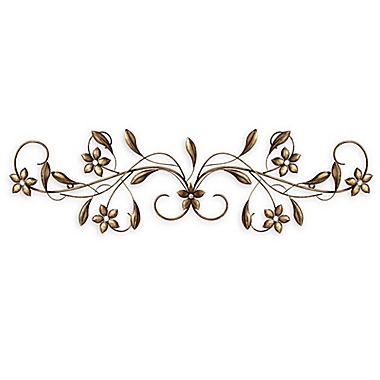 Stratton Home Decor Vintage Scroll 11-Inch x 38-Inch Metal Wall Art in Antique Gold. View a larger version of this product image.