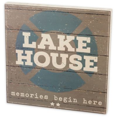 Primitives by Kathy -InchLake House-Inch 19-Inch x 19-Inch Box Sign in Grey