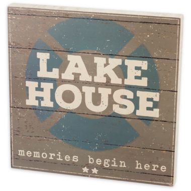 Primitives by Kathy -InchLake House-Inch 19-Inch x 19-Inch Box Sign in Grey. View a larger version of this product image.