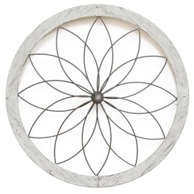 Stratton Home D&eacute;cor Art Deco Flower 26-Inch Diameter Framed Metal Wall Art