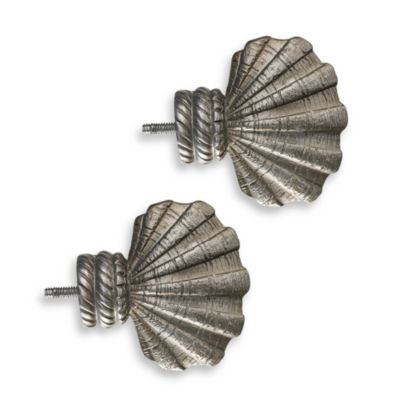 Cambria&reg; Complete Brushed Nickel Shell Finials (Set of 2)