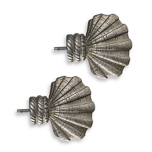 Alternate image 1 for Cambria® Complete Brushed Nickel Shell Finials (Set of 2)