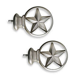 Cambria® Complete Brushed Nickel Texas Star Finials (Set of 2)