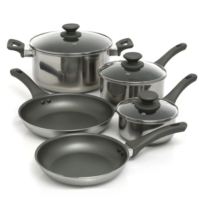 Oster® Rivendell Stainless Steel 8Piece Cookware Set in Grey Bed Bath & Beyond