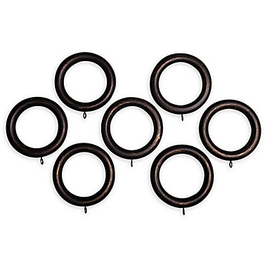 * Set of 6 x Wooden White Rod Rings For Curtain S With Screw Eye Id 45Mm 