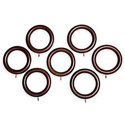 Classic Home Wood Window Curtain Rings in Walnut (Set of 7)