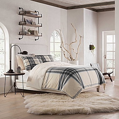 UGG&reg; Tarni Reversible Full/Queen Comforter Set in Charcoal/White. View a larger version of this product image.