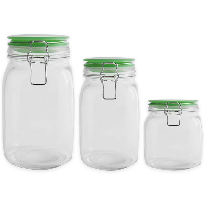 Home Essentials & Beyond Clear Canister with Jadite Lid | Bed Bath & Beyond