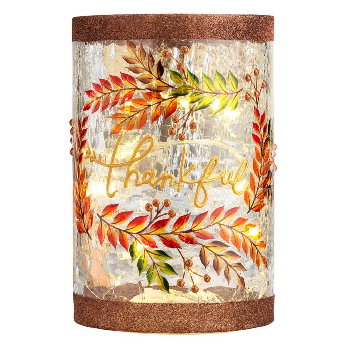 Heritage Home Thankful Led Lighted Glass Hurricane Bed Bath Beyond