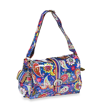 Kalencom Laminated Single Buckle Diaper Bag in Cobalt Paisley. View a larger version of this product image.