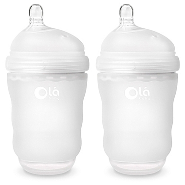 Olababy&reg; GentleBottle 2-Pack 8 fl. oz. Silicone Wide-Neck Baby Bottles in Frost. View a larger version of this product image.