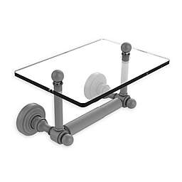 Allied Brass Waverly Place Collection Two Post Toilet Paper Holder with Glass Shelf in Matte Grey