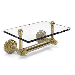 Allied Brass Waverly Place Collection Toilet Paper Holder with Glass Shelf in Unlacquered Brass