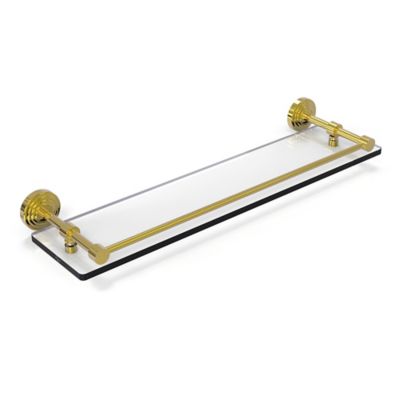 Allied Brass Waverly Place 22-Inch Tempered Glass Shelf with Gallery Rail in Polished Brass
