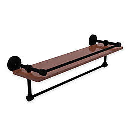 Allied Brass Waverly Place IPE Ironwood Shelf with Gallery Rail and Towel Bar