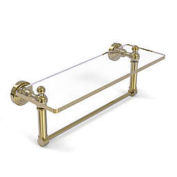 Allied Brass Waverly Place 16-Inch Glass Vanity Shelf  with Towel Bar in Unlacquered Brass