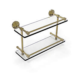 Allied Brass Waverly Place 16-Inch Double Glass Shelf with Gallery Rail in Unlacquered Brass
