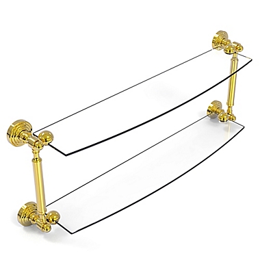 Allied Brass Waverly Place Collection 24-Inch 2-Tiered Glass Shelf in Polished Brass. View a larger version of this product image.