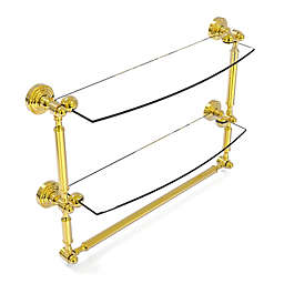 Allied Brass Waverly Place 18-Inch 2-Tiered Glass Shelf with Towel Bar in Polished Brass