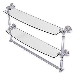 Allied Brass Waverly Place 24-Inch 2-Tiered Glass Shelf with Towel Bar in Polished Chrome
