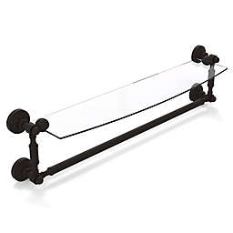 Allied Brass Waverly Place 24-Inch Glass Vanity Shelf with Integrated Towel Bar in Oil Rubbed Bronze