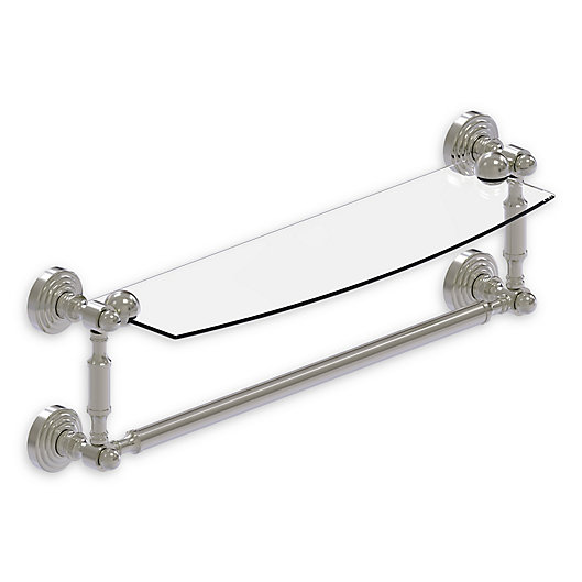 Alternate image 1 for Allied Brass Waverly Place Collection Glass Shelf with Integrated Towel Bar